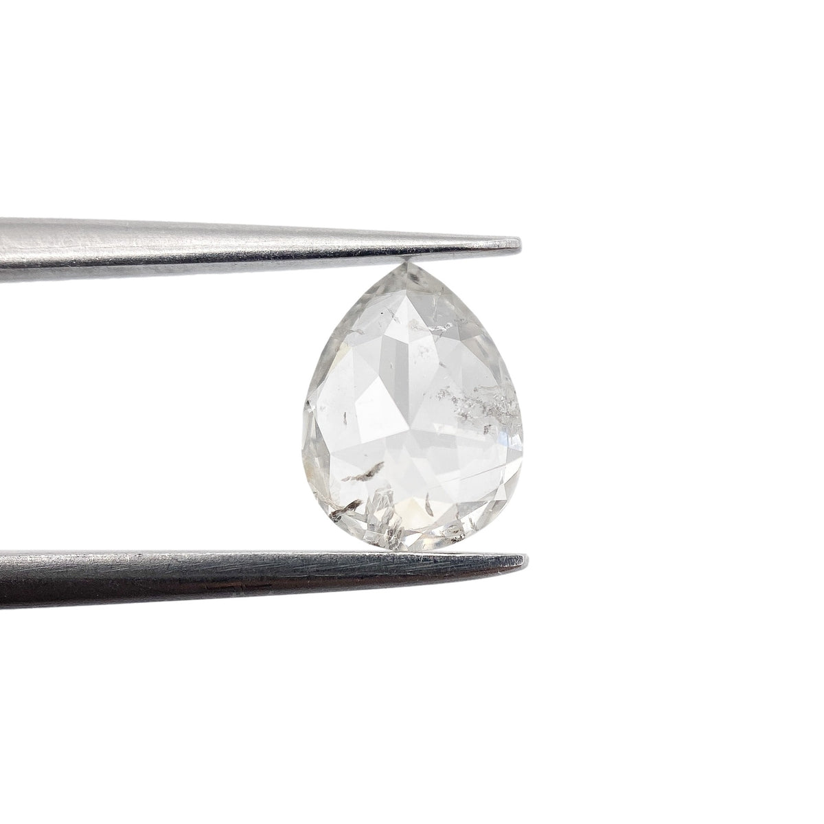 0.87ct | Salt & Pepper Pear Shape Rose Cut Diamond - Modern Rustic Diamond