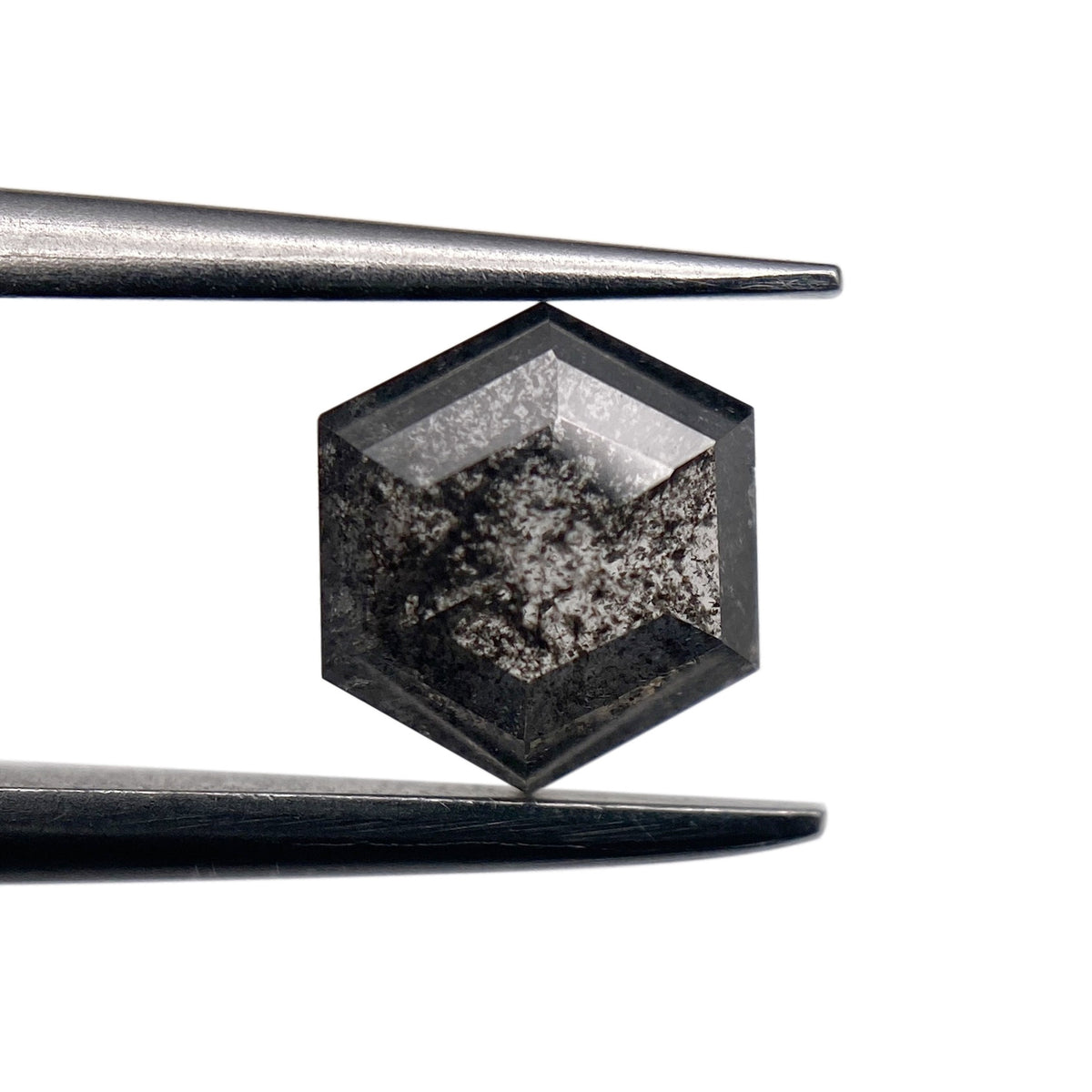 0.88ct | Salt & Pepper Hexagon Shape Rose Cut Diamond - Modern Rustic Diamond
