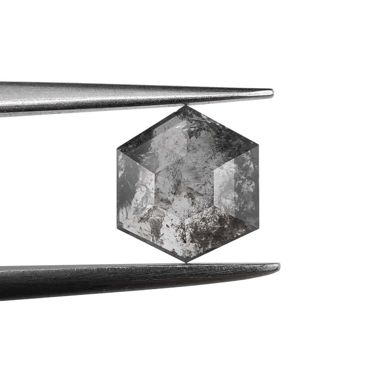 0.88ct | Salt & Pepper Hexagon Shape Rose Cut Diamond - Modern Rustic Diamond