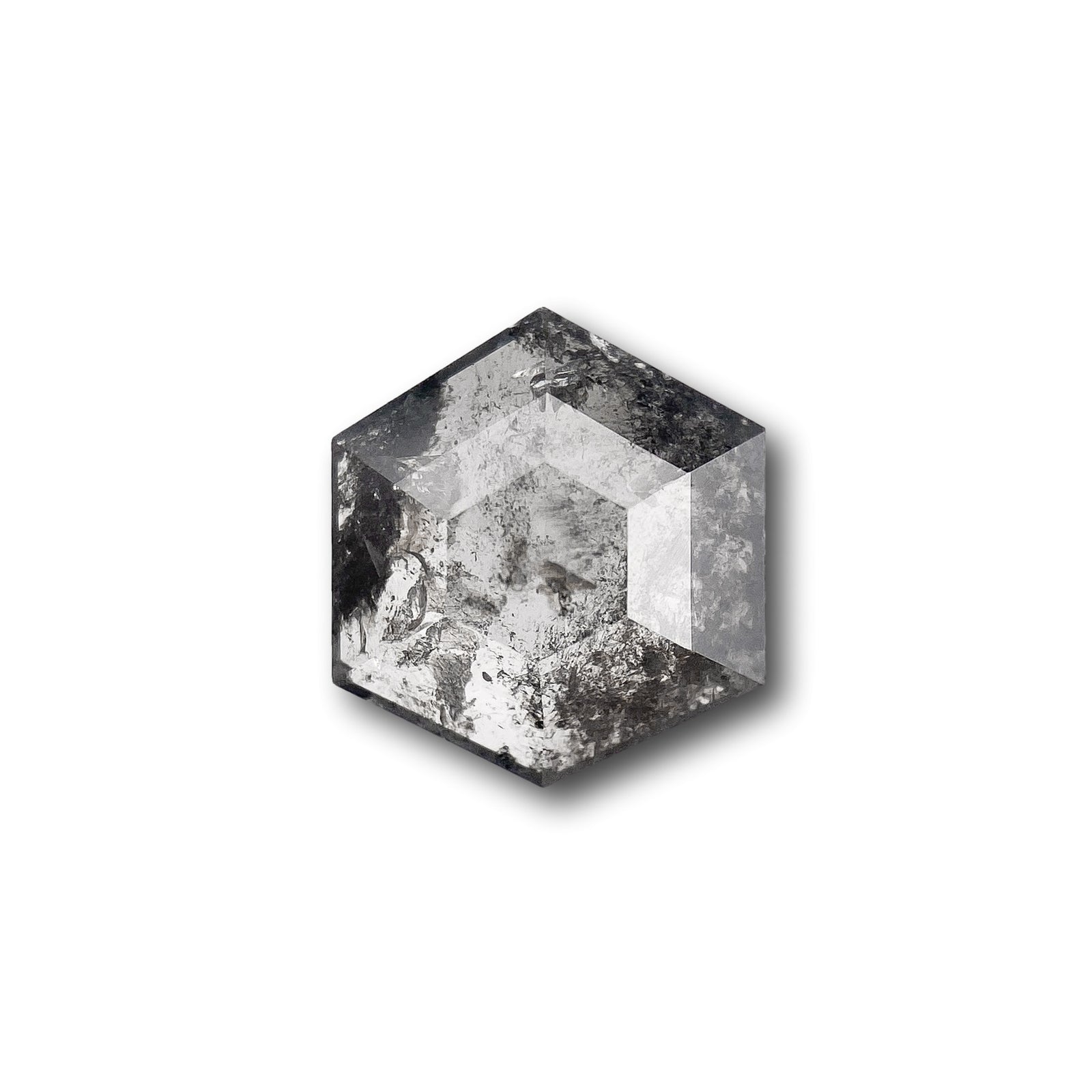 0.88ct | Salt & Pepper Hexagon Shape Rose Cut Diamond - Modern Rustic Diamond