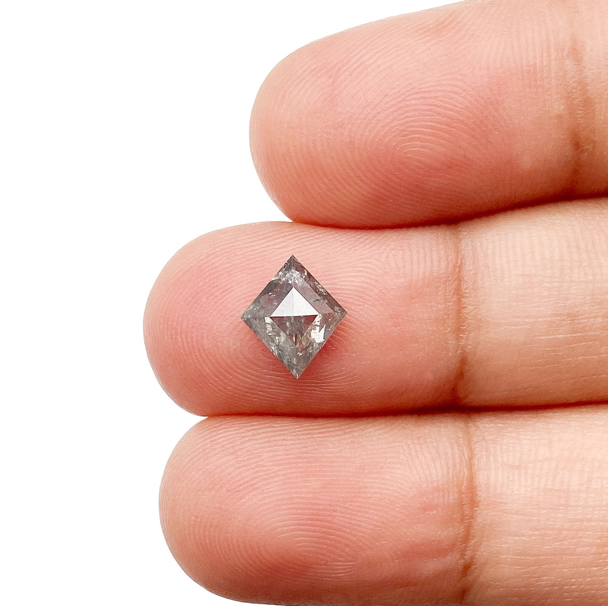 0.88ct | Salt & Pepper Lozenge Shape Rose Cut Diamond - Modern Rustic Diamond