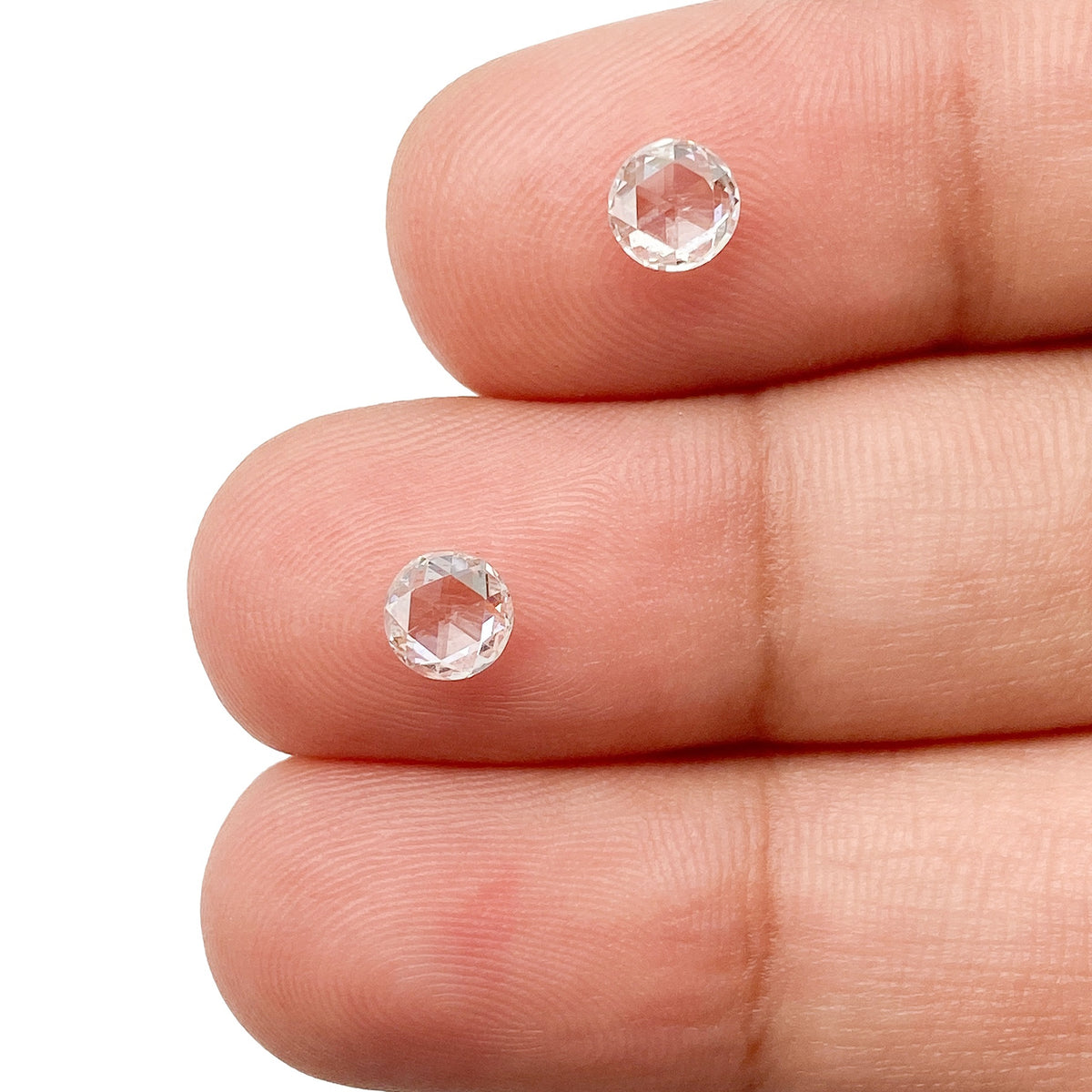 0.88cttw | G VS2-SI1 Round Shape Rose Cut Diamond Matched Pair - Modern Rustic Diamond
