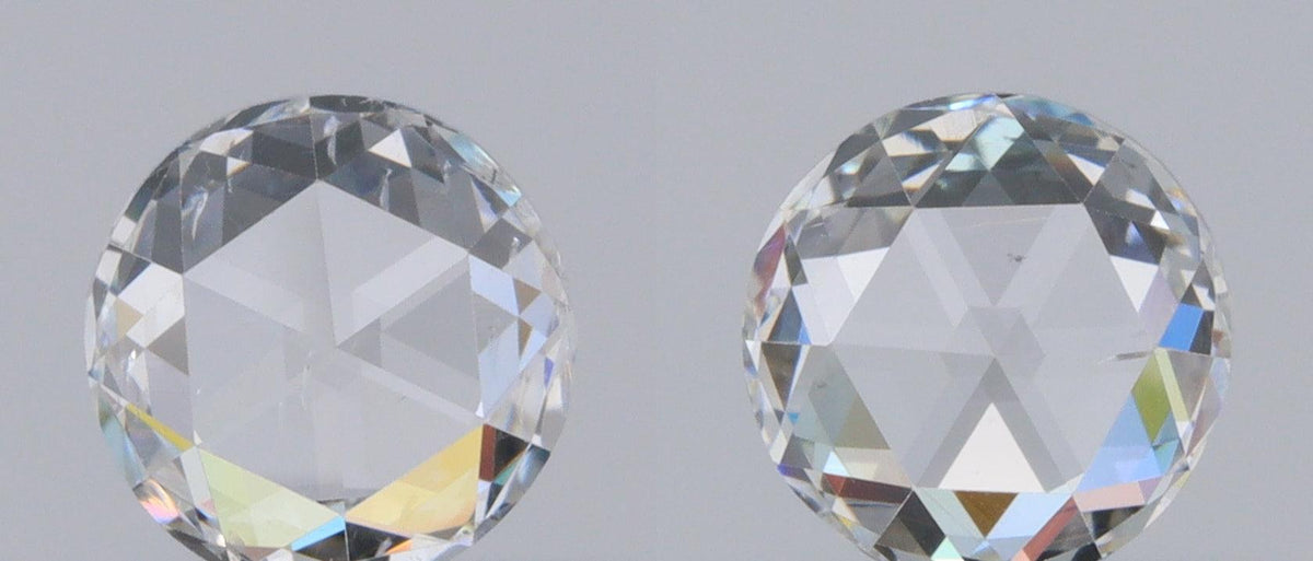 0.88cttw | G VS2-SI1 Round Shape Rose Cut Diamond Matched Pair - Modern Rustic Diamond