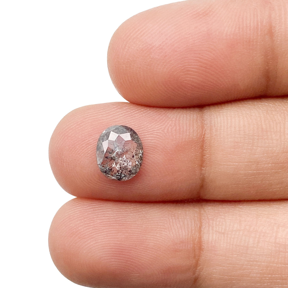 0.89ct | Salt & Pepper Cushion Shape Rose Cut Diamond - Modern Rustic Diamond