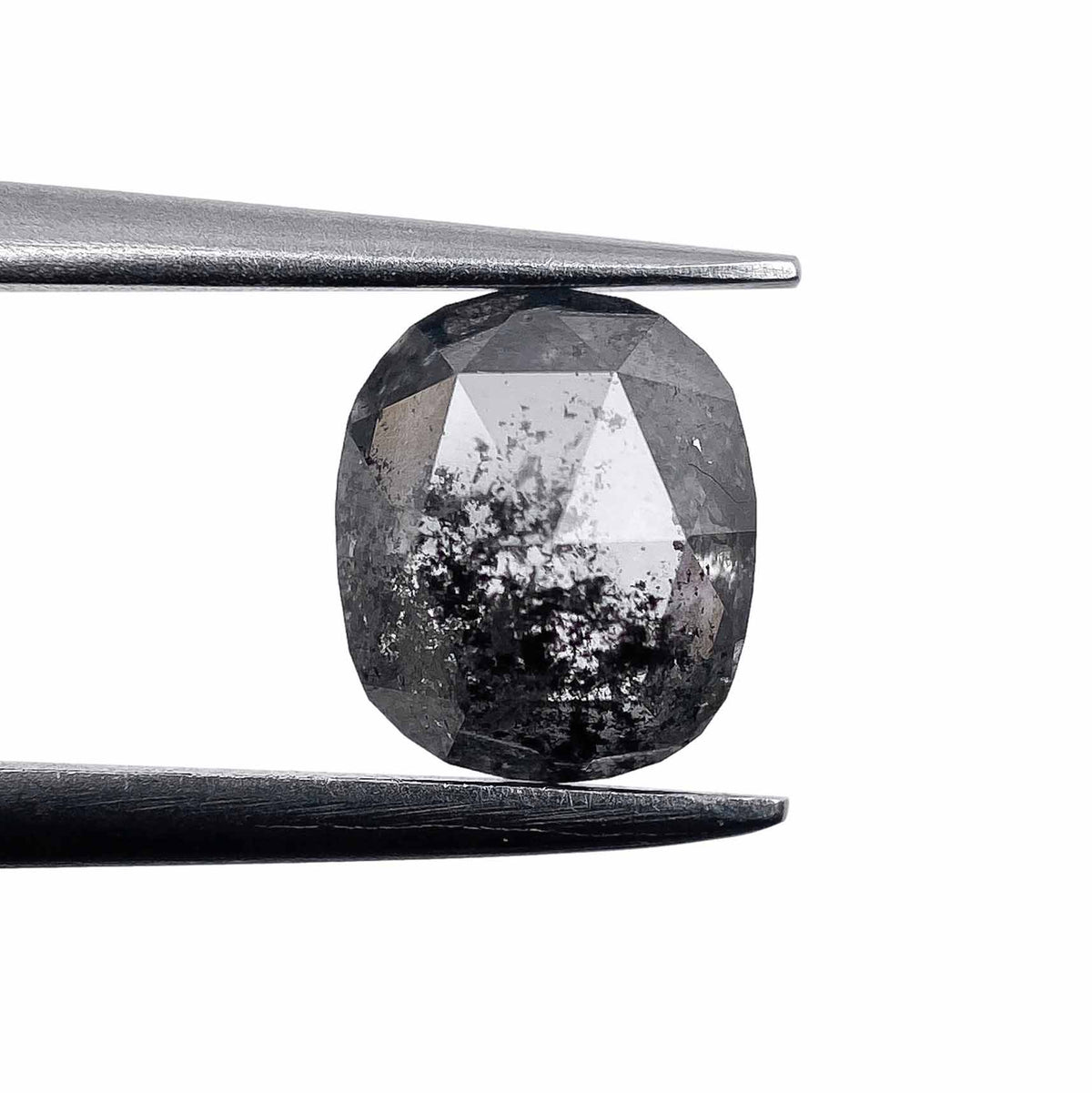 0.89ct | Salt & Pepper Cushion Shape Rose Cut Diamond - Modern Rustic Diamond