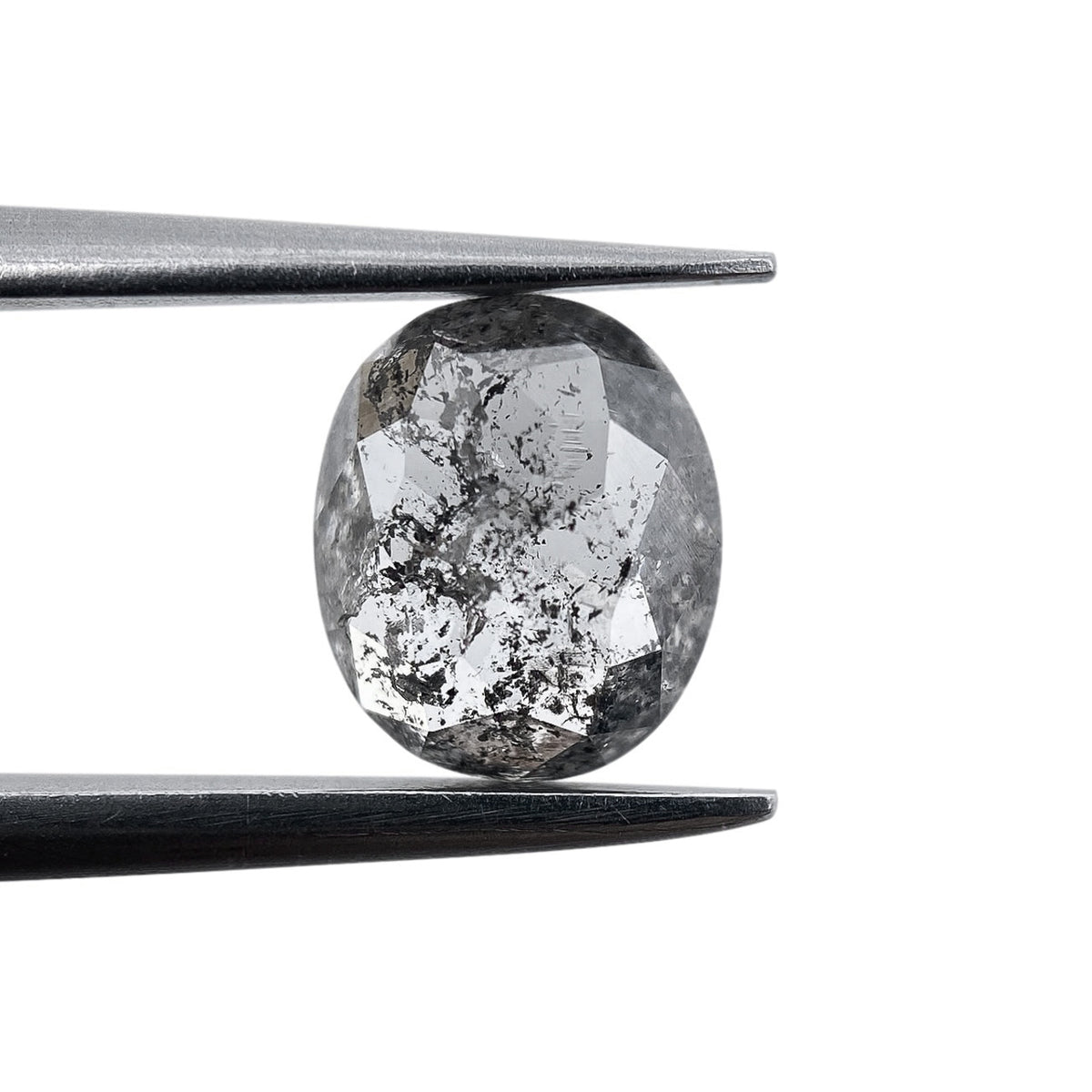 0.89ct | Salt & Pepper Cushion Shape Rose Cut Diamond - Modern Rustic Diamond