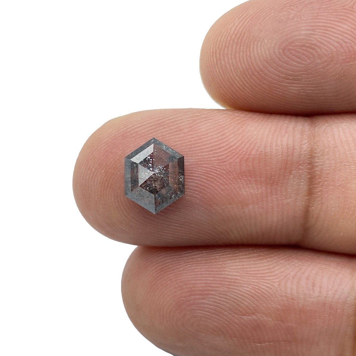 0.89ct | Salt & Pepper Hexagon Shape Rose Cut Diamond - Modern Rustic Diamond