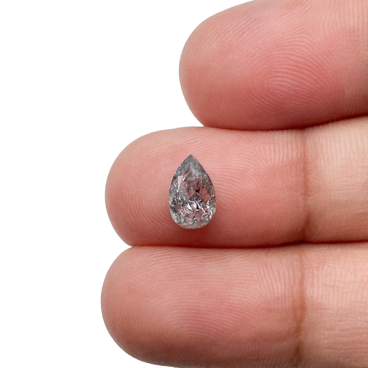 0.89ct | Salt & Pepper Pear Shape Rose Cut Diamond - Modern Rustic Diamond