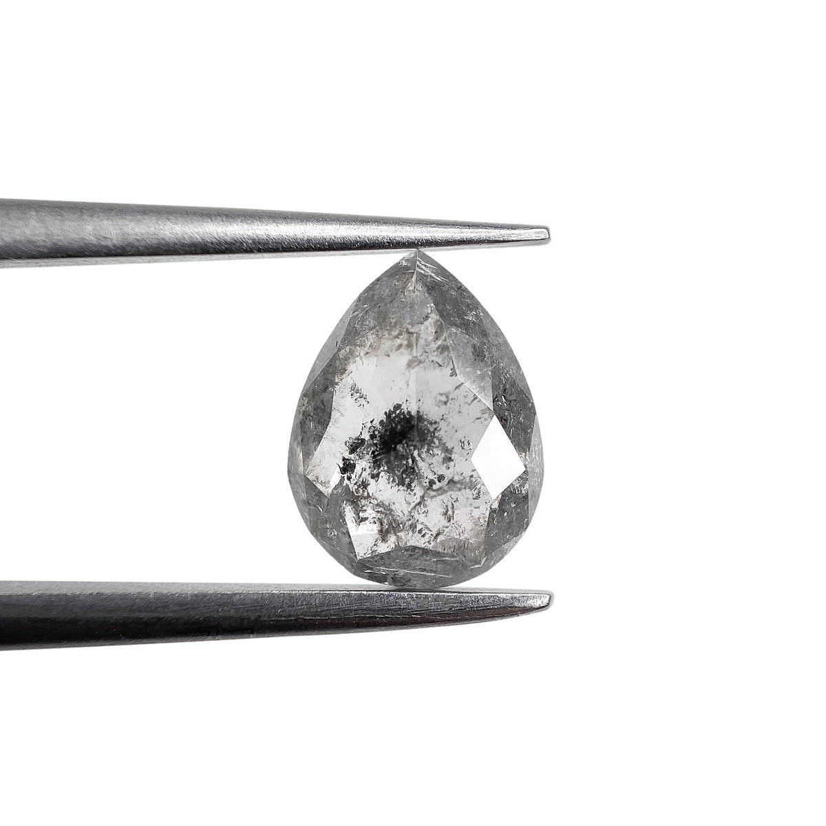 0.89ct | Salt & Pepper Pear Shape Rose Cut Diamond - Modern Rustic Diamond