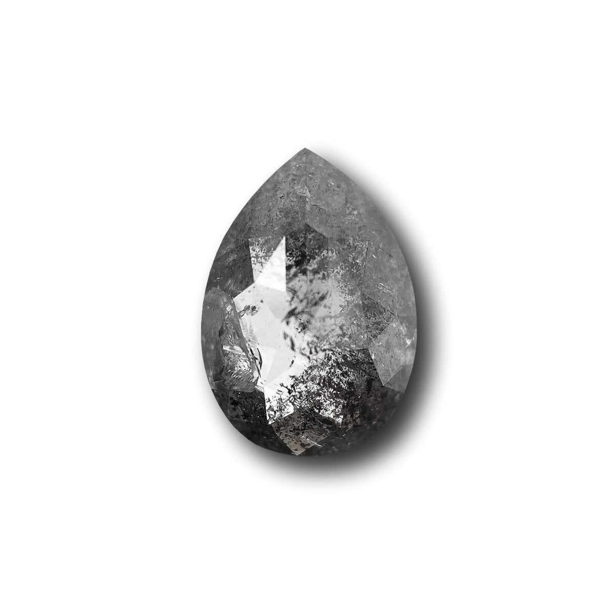 0.89ct | Salt & Pepper Pear Shape Rose Cut Diamond - Modern Rustic Diamond