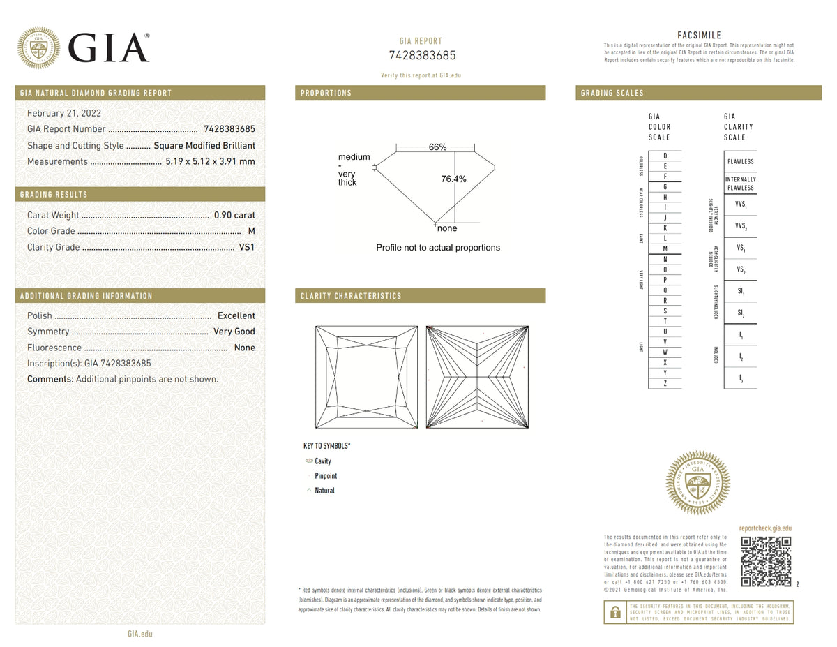 0.90ct | M/VS1 Princess Shape Brilliant Cut Diamond (GIA) - Modern Rustic Diamond