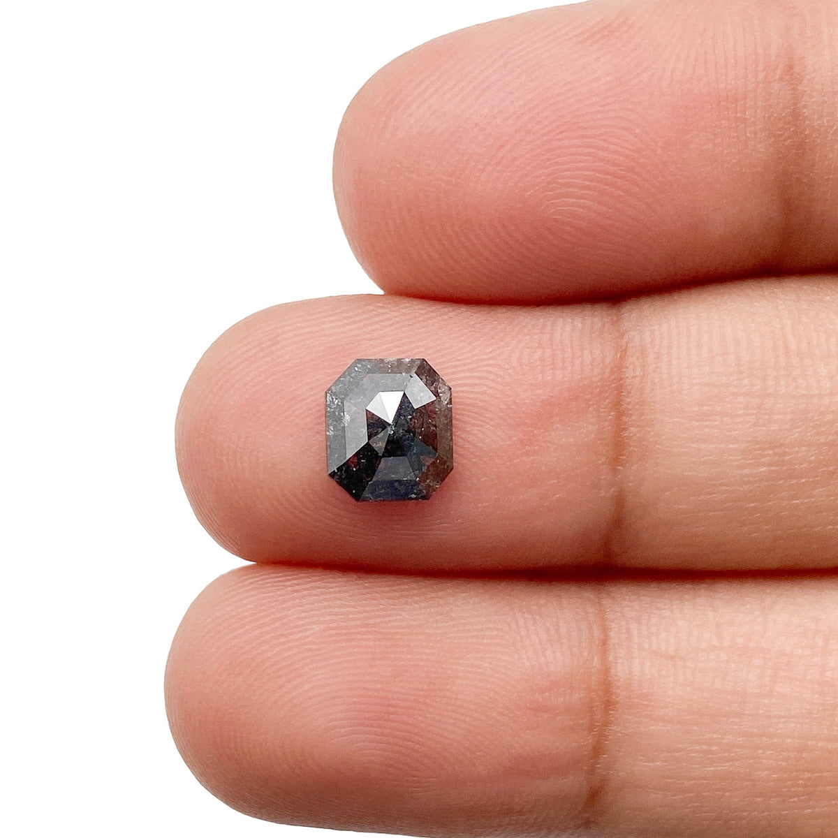 0.90ct | Salt & Pepper Emerald Shape Step Cut Diamond - Modern Rustic Diamond