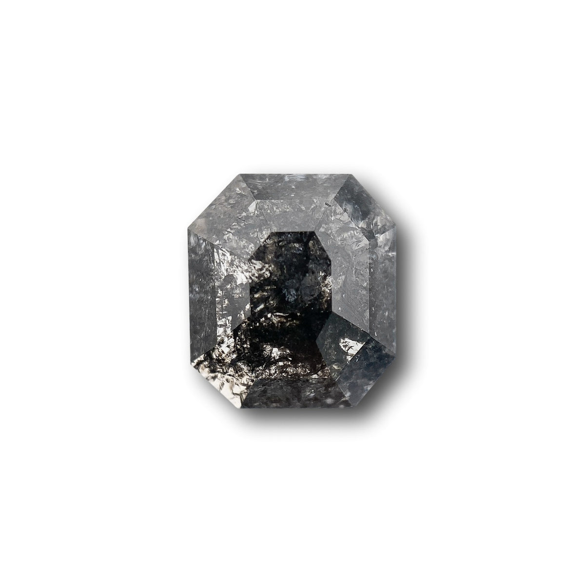 0.90ct | Salt & Pepper Emerald Shape Step Cut Diamond - Modern Rustic Diamond