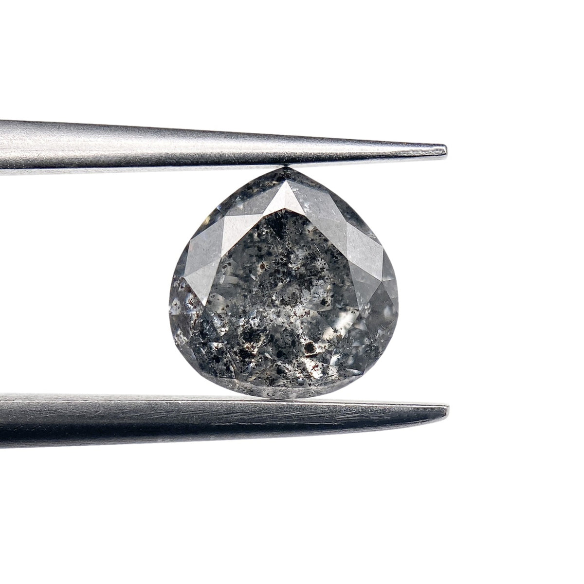 0.90ct | Salt & Pepper Pear Shape Brilliant Cut Diamond - Modern Rustic Diamond