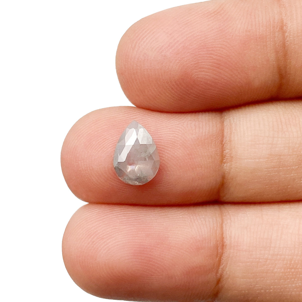 0.90ct | Salt & Pepper Pear Shape Rose Cut Diamond - Modern Rustic Diamond
