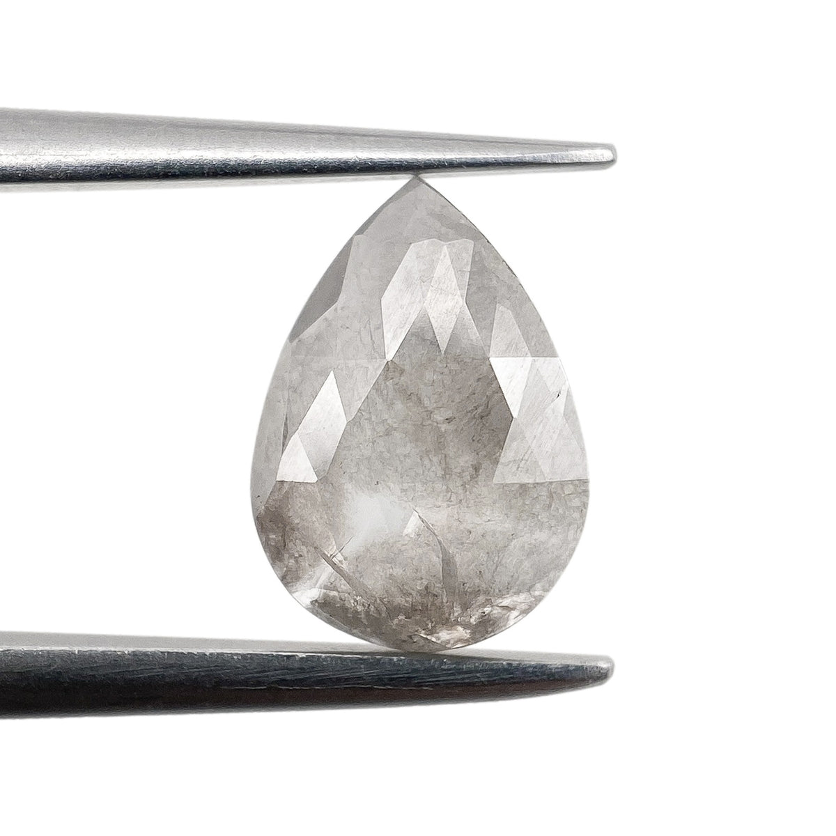 0.90ct | Salt & Pepper Pear Shape Rose Cut Diamond - Modern Rustic Diamond