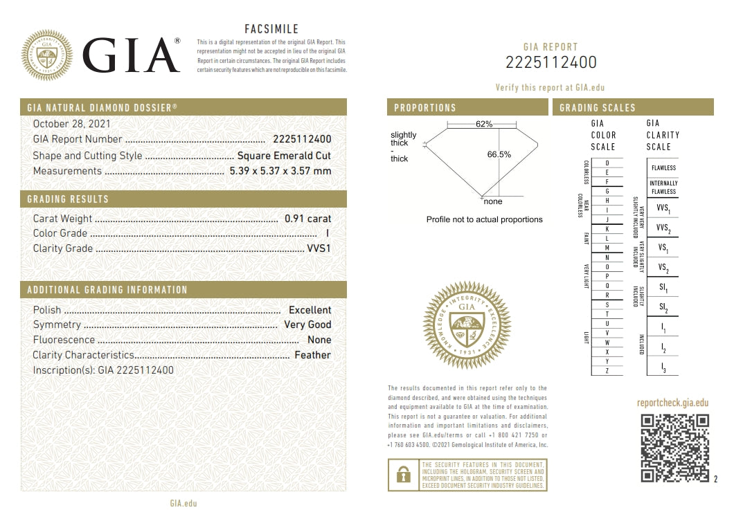 0.91ct | I/VVS1 Asscher Shape Step Cut Diamond (GIA) - Modern Rustic Diamond