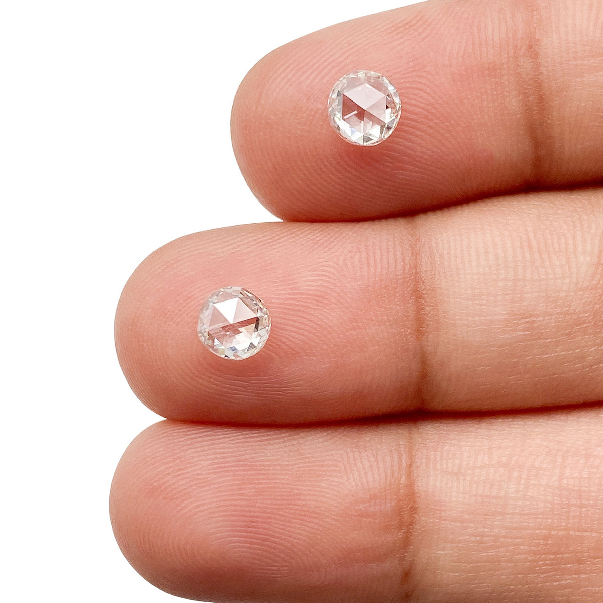 0.91cttw | H VS2-SI1 Round Shape Rose Cut Diamond Matched Pair - Modern Rustic Diamond