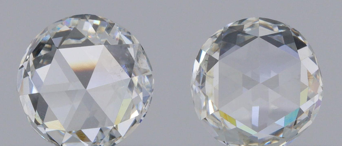 0.91cttw | H VS2-SI1 Round Shape Rose Cut Diamond Matched Pair - Modern Rustic Diamond