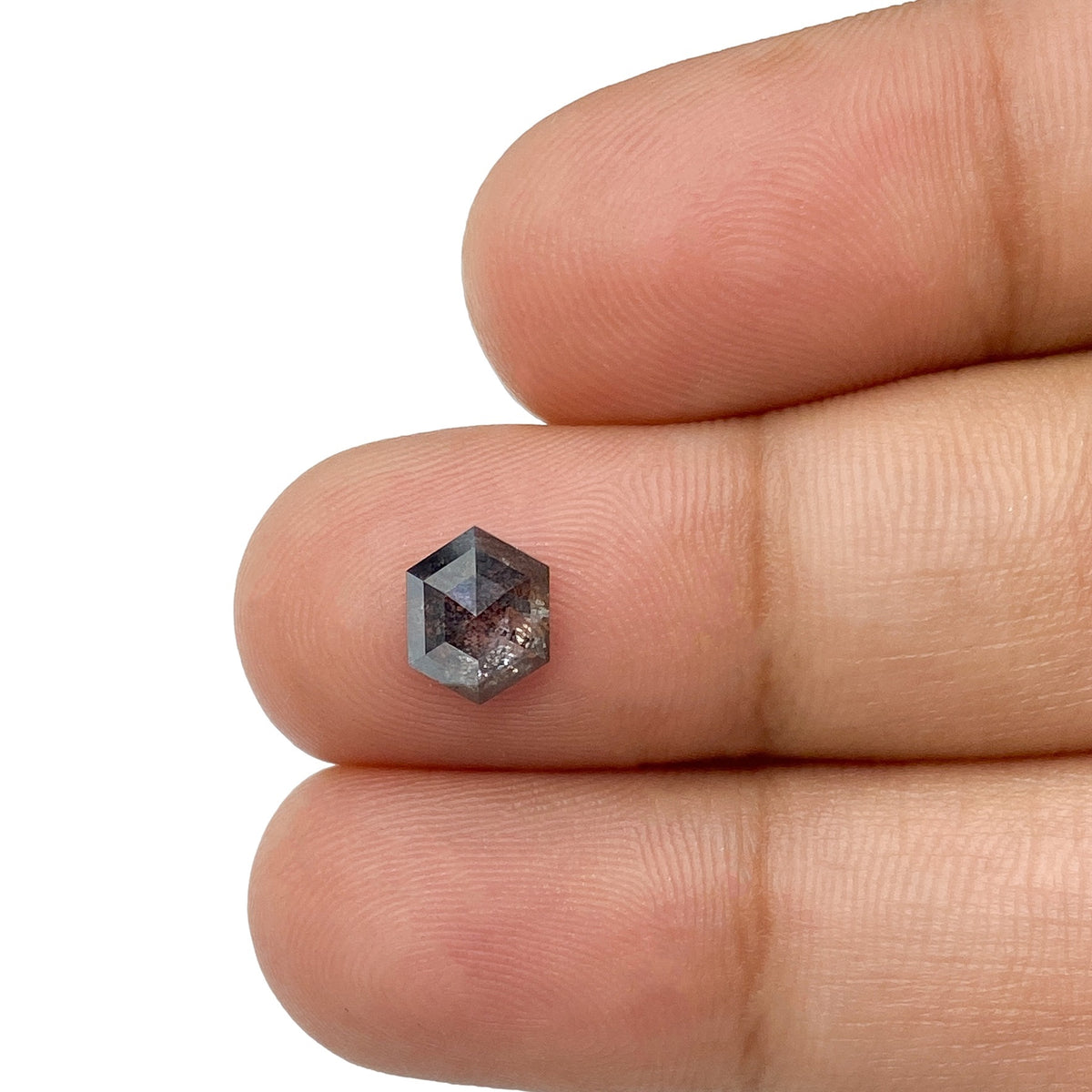 0.92ct | Salt & Pepper Hexagon Shape Rose Cut Diamond - Modern Rustic Diamond