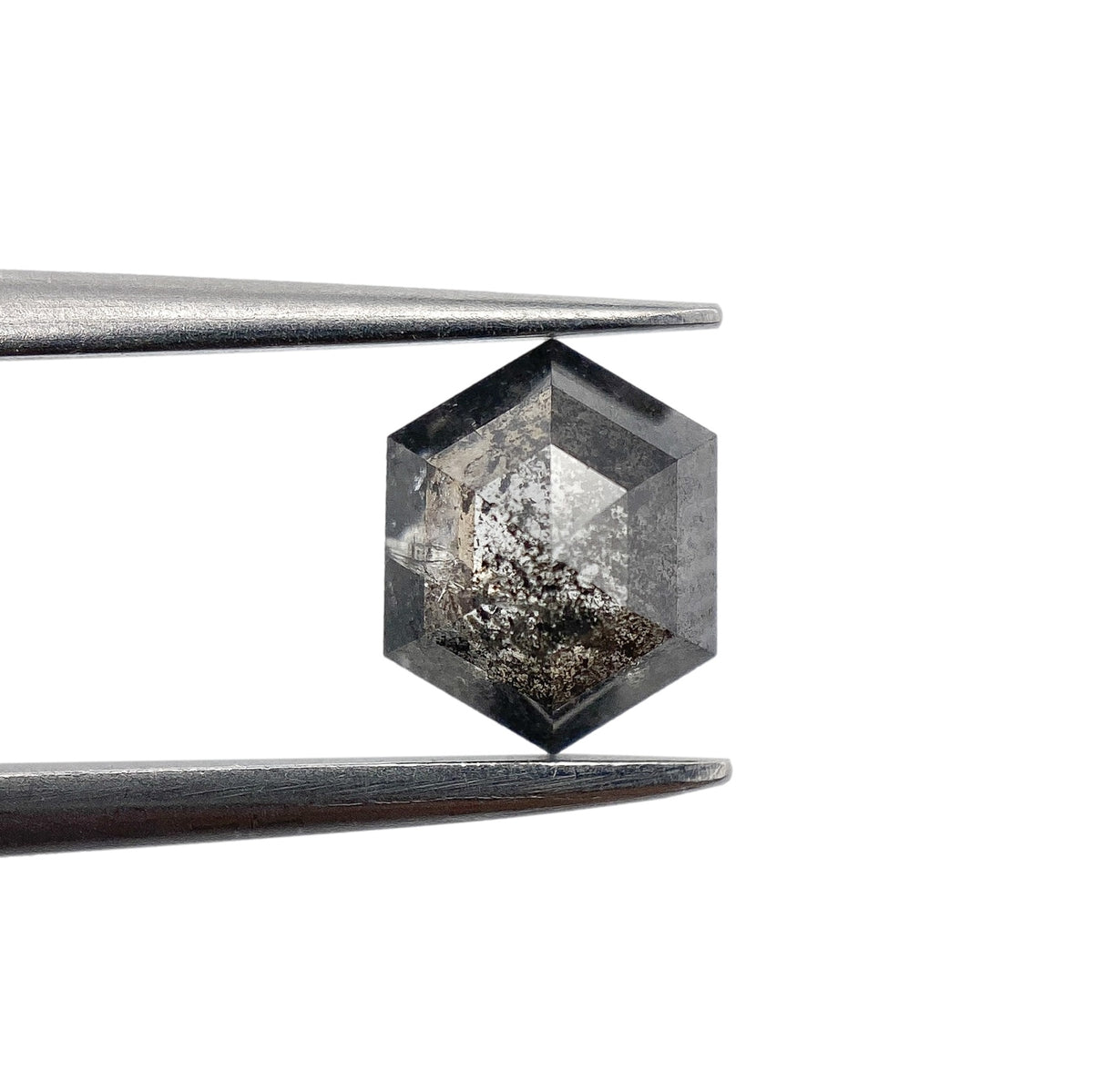 0.92ct | Salt & Pepper Hexagon Shape Rose Cut Diamond - Modern Rustic Diamond