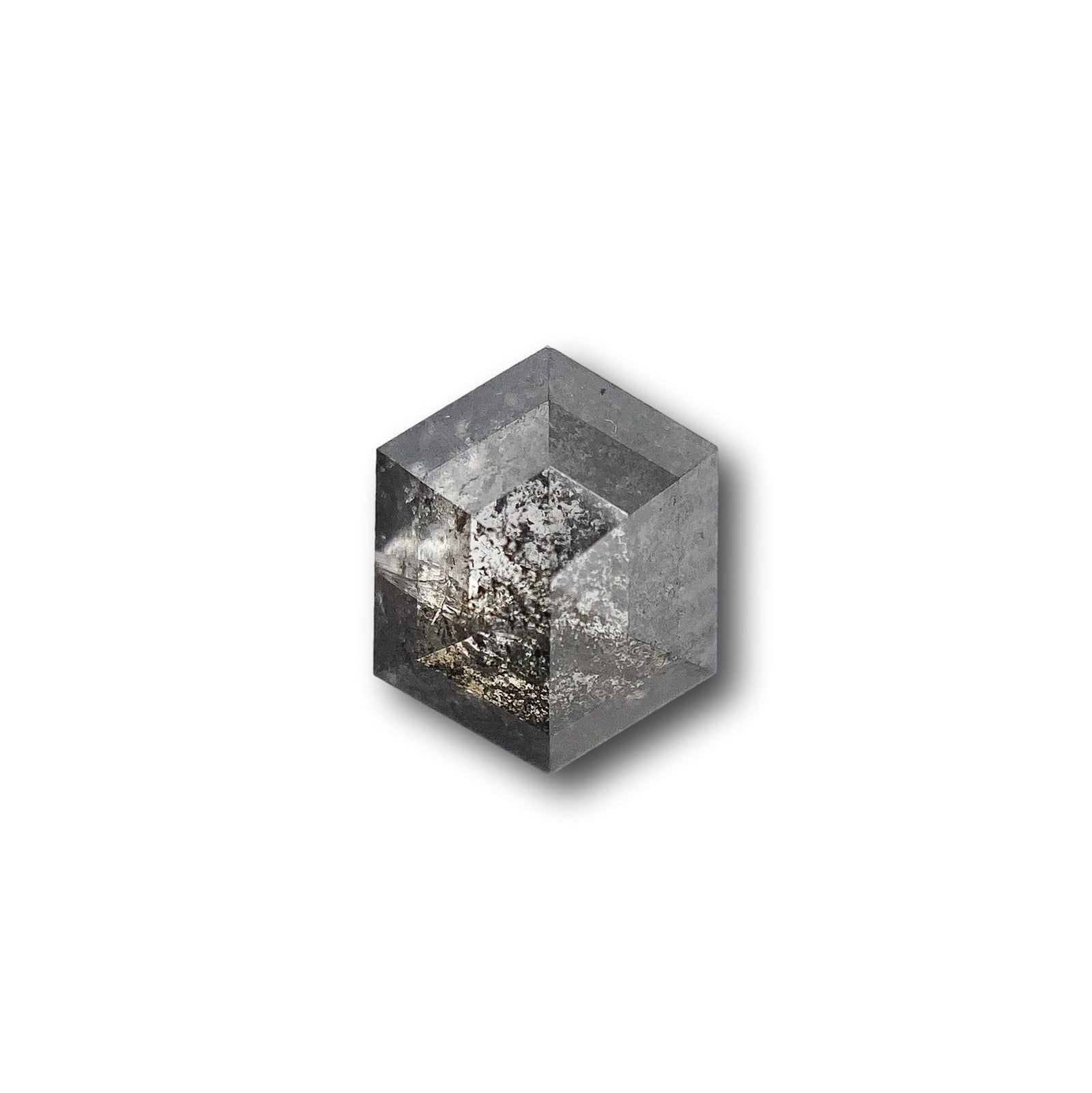 0.92ct | Salt & Pepper Hexagon Shape Rose Cut Diamond - Modern Rustic Diamond