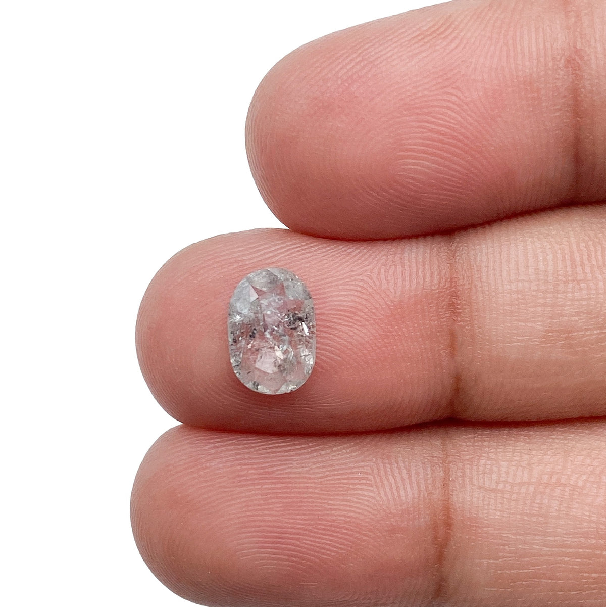 0.92ct | Salt & Pepper Oval Shape Rose Cut Diamond - Modern Rustic Diamond