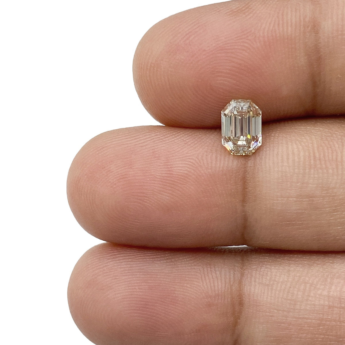 0.93ct | Champagne VVS Emerald Shape Step Cut Diamond - Modern Rustic Diamond