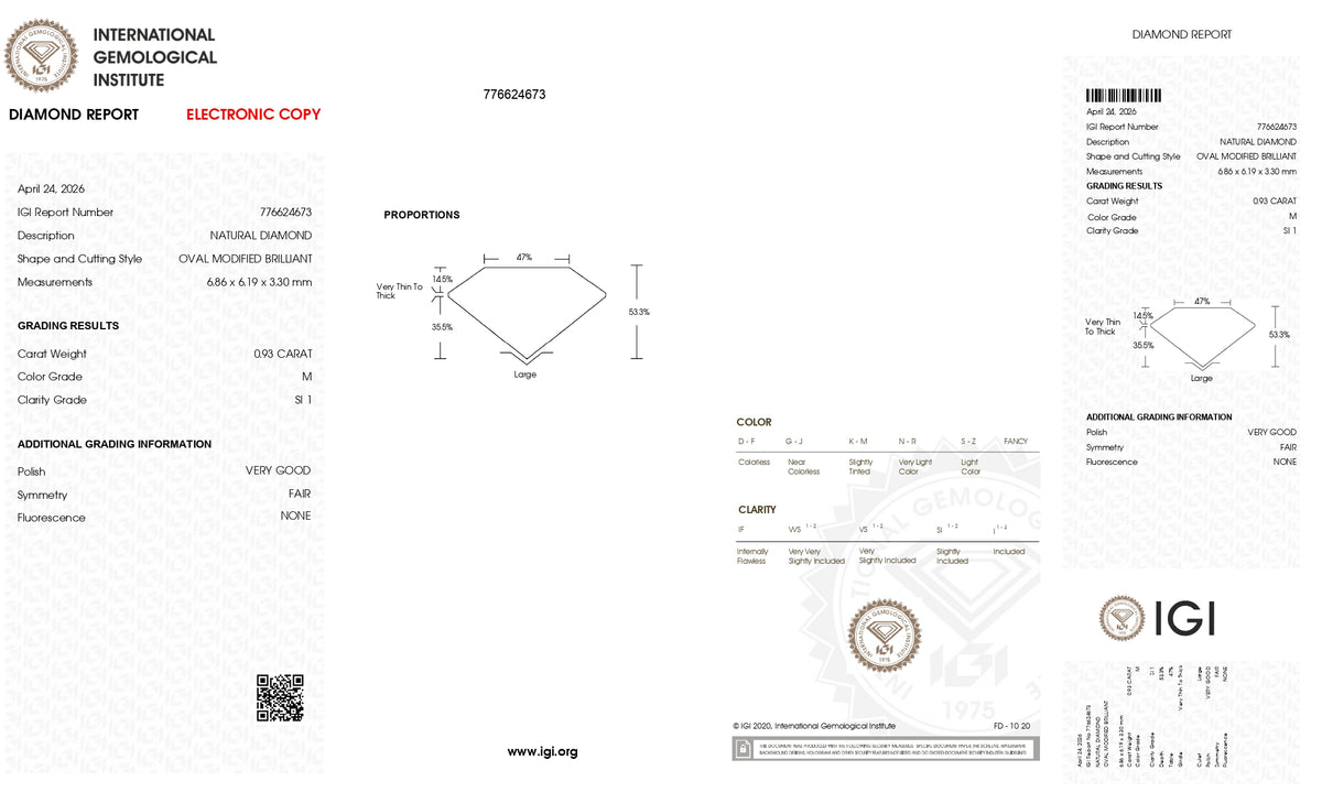 0.93ct | M/SI1 Oval Shape Old Mine Cut Diamond (IGI) - Modern Rustic Diamond
