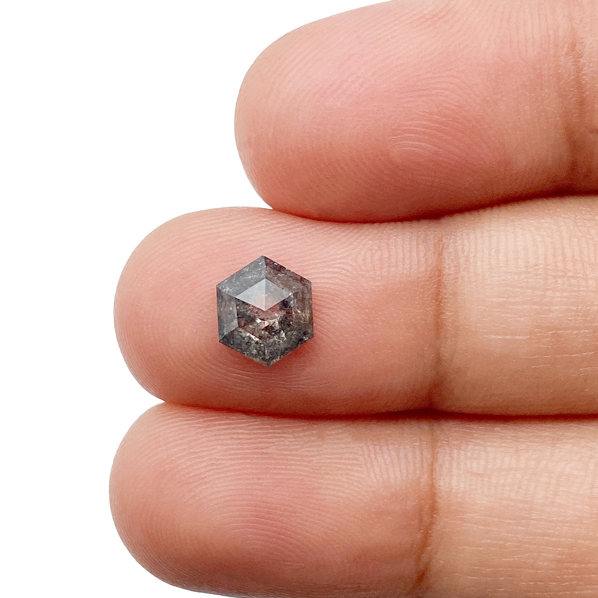 0.93ct | Salt & Pepper Hexagon Shape Rose Cut Diamond - Modern Rustic Diamond