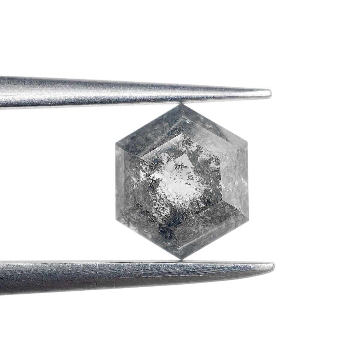 0.93ct | Salt & Pepper Hexagon Shape Rose Cut Diamond - Modern Rustic Diamond