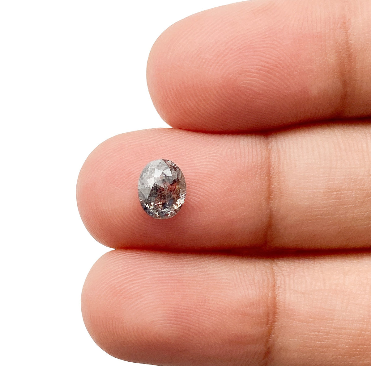 0.93ct | Salt & Pepper Oval Shape Rose Cut Diamond - Modern Rustic Diamond