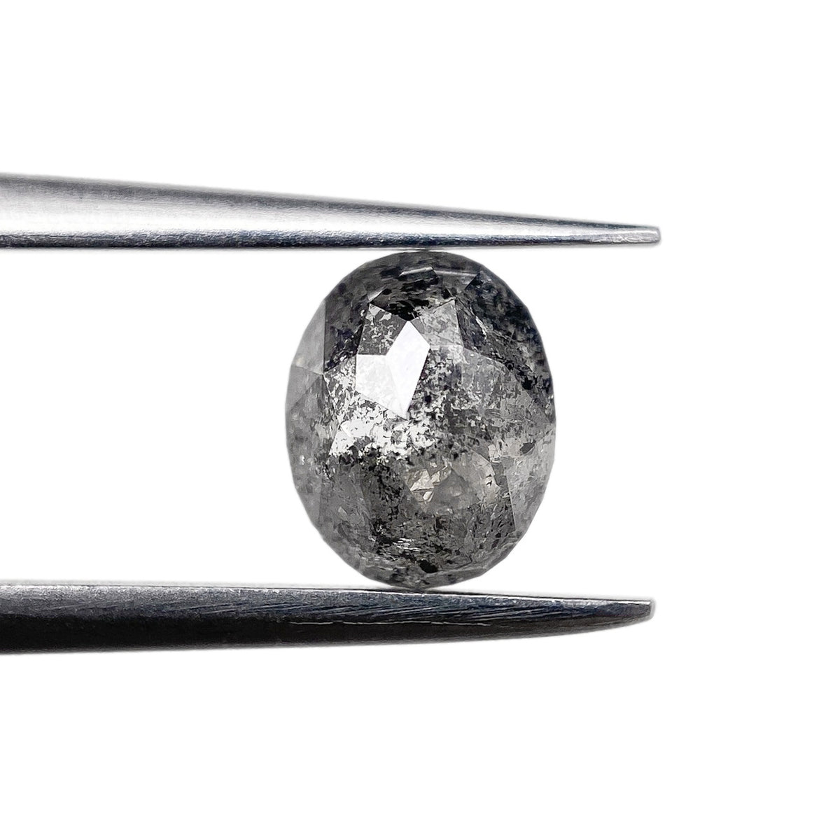 0.93ct | Salt & Pepper Oval Shape Rose Cut Diamond - Modern Rustic Diamond