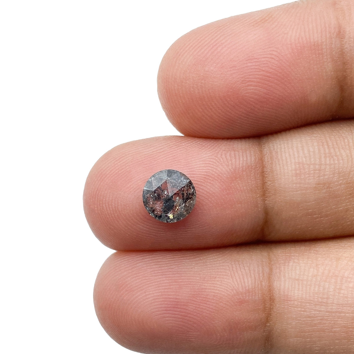 0.93ct | Salt & Pepper Round Shape Rose Cut Diamond - Modern Rustic Diamond