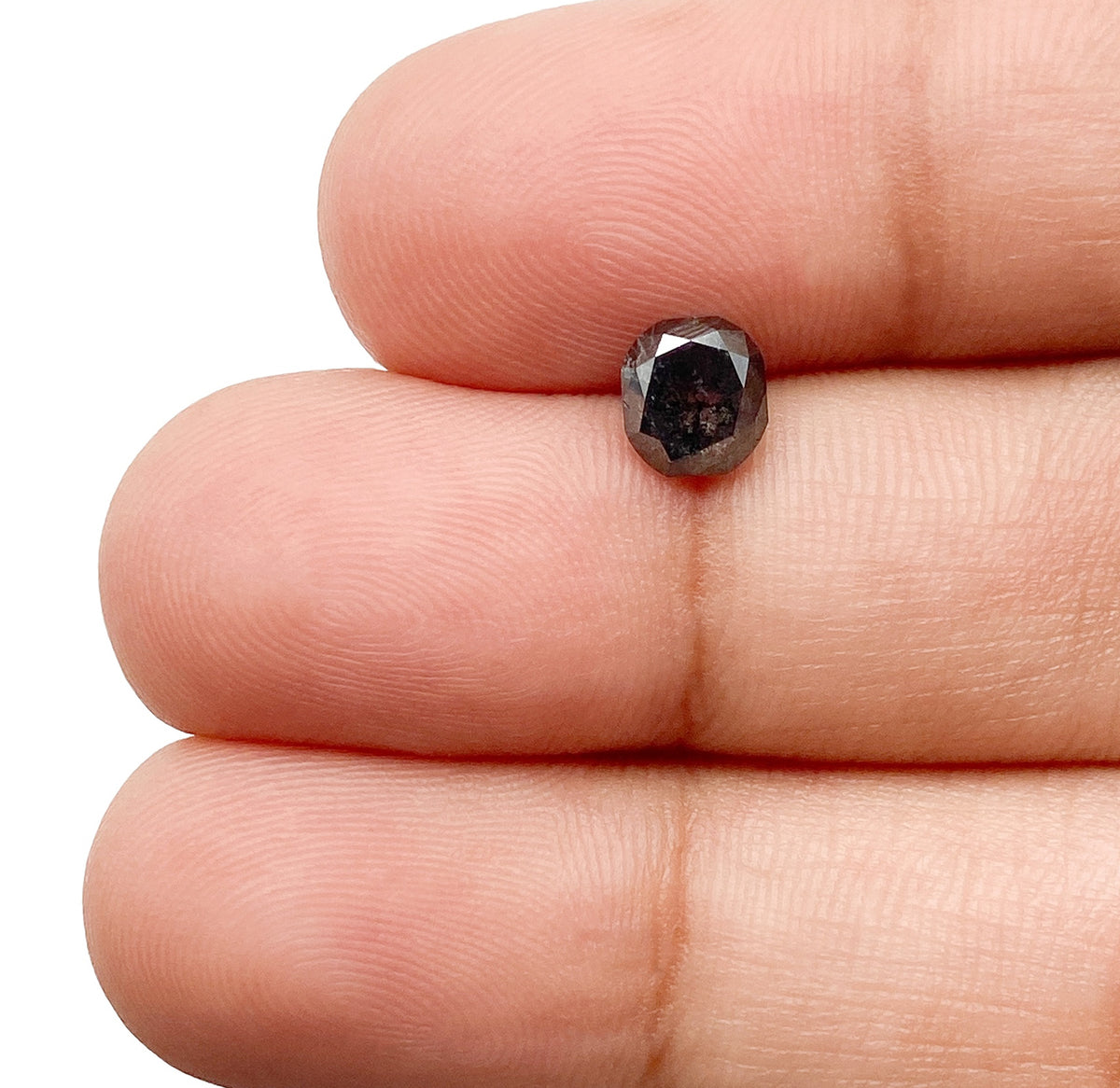 0.94ct | Salt & Pepper Cushion Shape Rose Cut Diamond - Modern Rustic Diamond