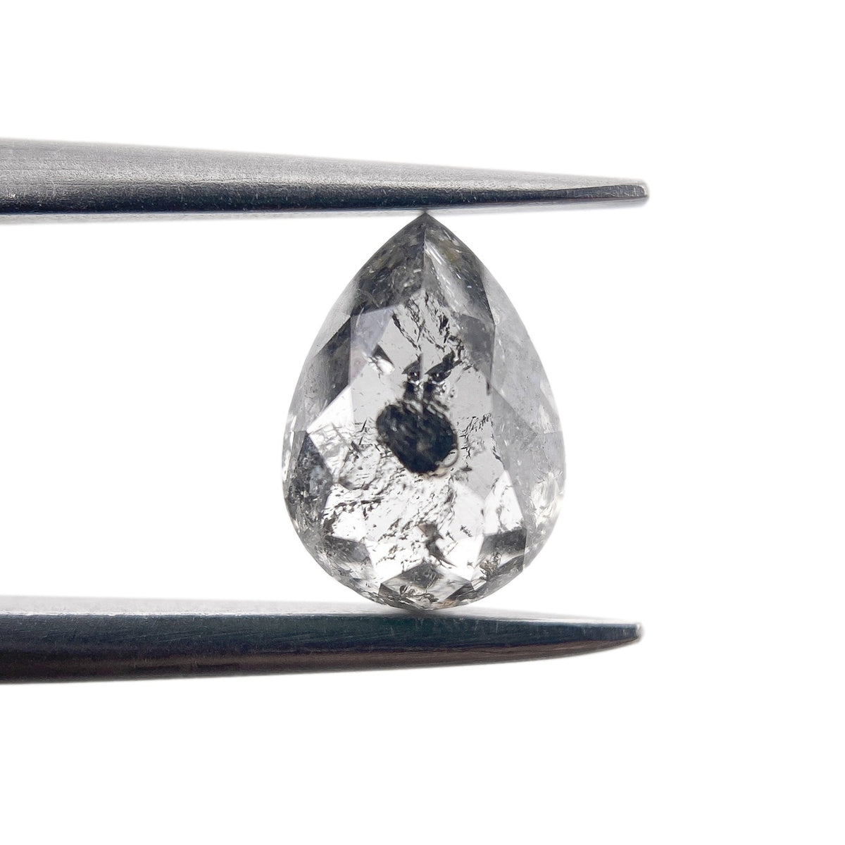 0.94ct | Salt & Pepper Pear Shape Rose Cut Diamond - Modern Rustic Diamond
