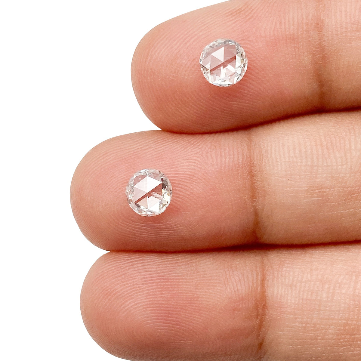 0.94cttw | G SI1 Round Shape Rose Cut Diamond Matched Pair - Modern Rustic Diamond
