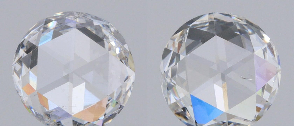 0.94cttw | G SI1 Round Shape Rose Cut Diamond Matched Pair - Modern Rustic Diamond