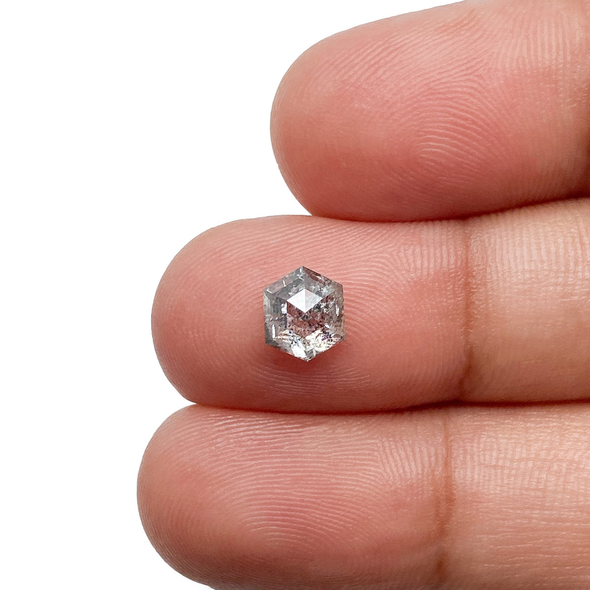 0.95ct | Salt & Pepper Hexagon Shape Rose Cut Diamond - Modern Rustic Diamond