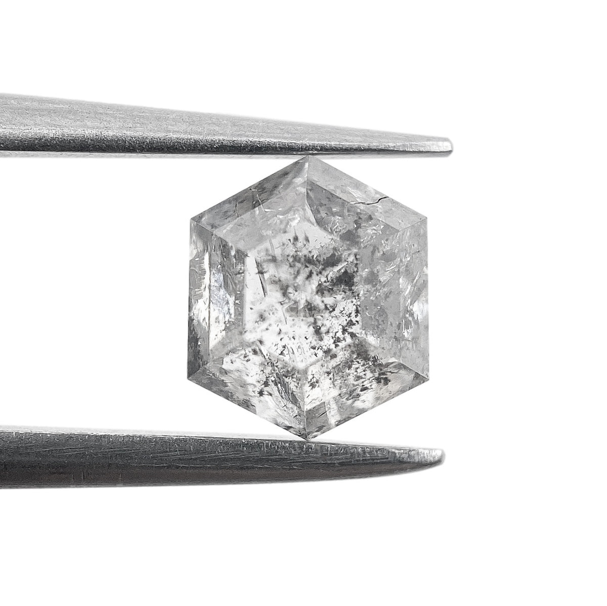 0.95ct | Salt & Pepper Hexagon Shape Rose Cut Diamond - Modern Rustic Diamond