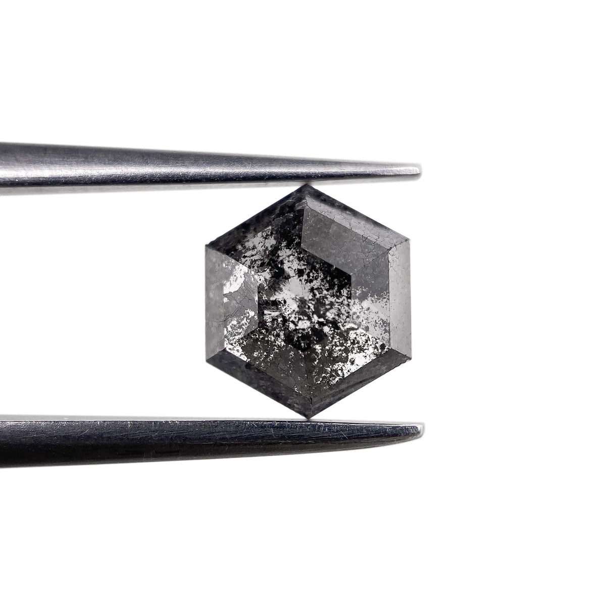 0.95ct | Salt & Pepper Hexagon Shape Rose Cut Diamond - Modern Rustic Diamond