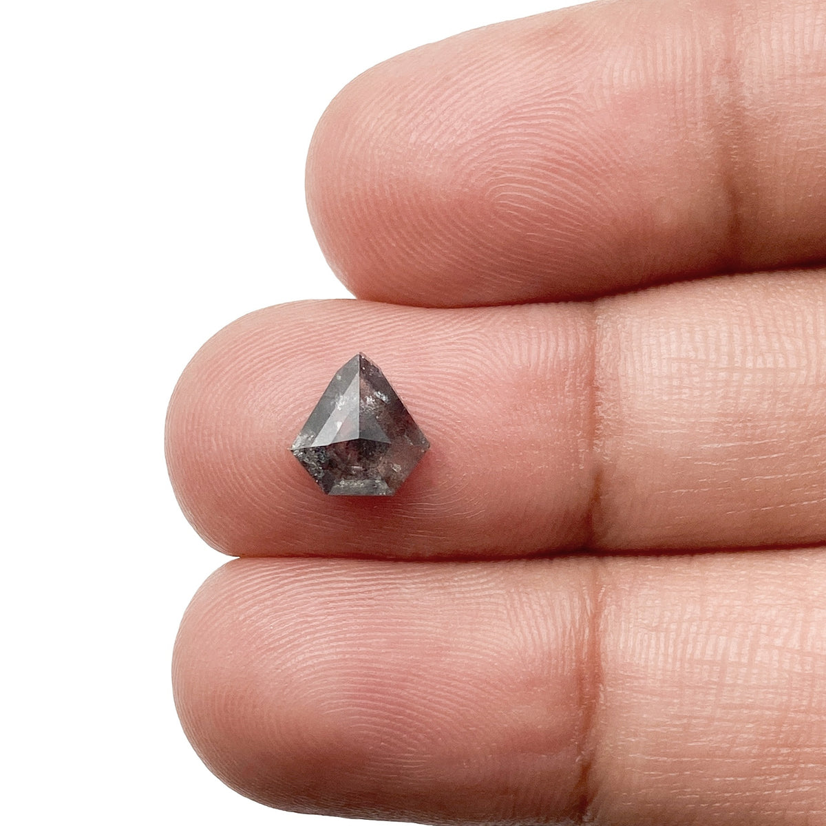 0.95ct | Salt & Pepper Shield Shape Rose Cut Diamond - Modern Rustic Diamond