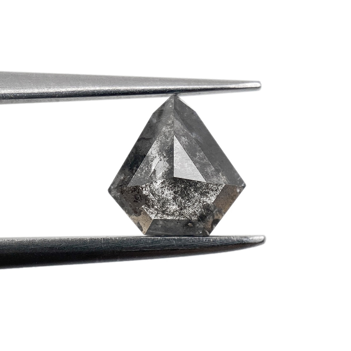 0.95ct | Salt & Pepper Shield Shape Rose Cut Diamond - Modern Rustic Diamond