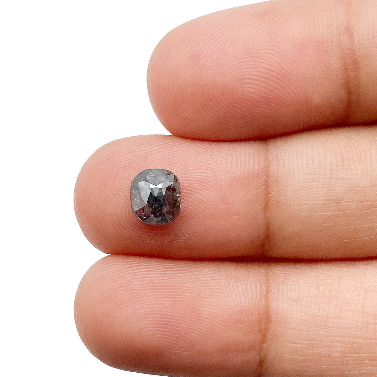 0.96ct | Salt & Pepper Cushion Shape Rose Cut Diamond - Modern Rustic Diamond