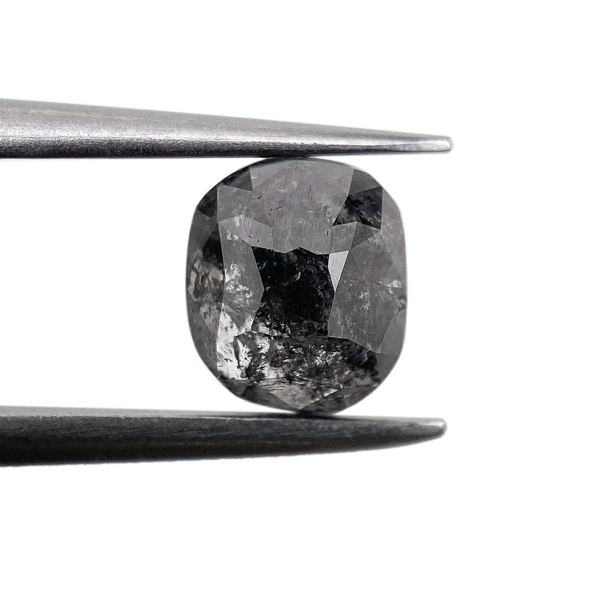 0.96ct | Salt & Pepper Cushion Shape Rose Cut Diamond - Modern Rustic Diamond