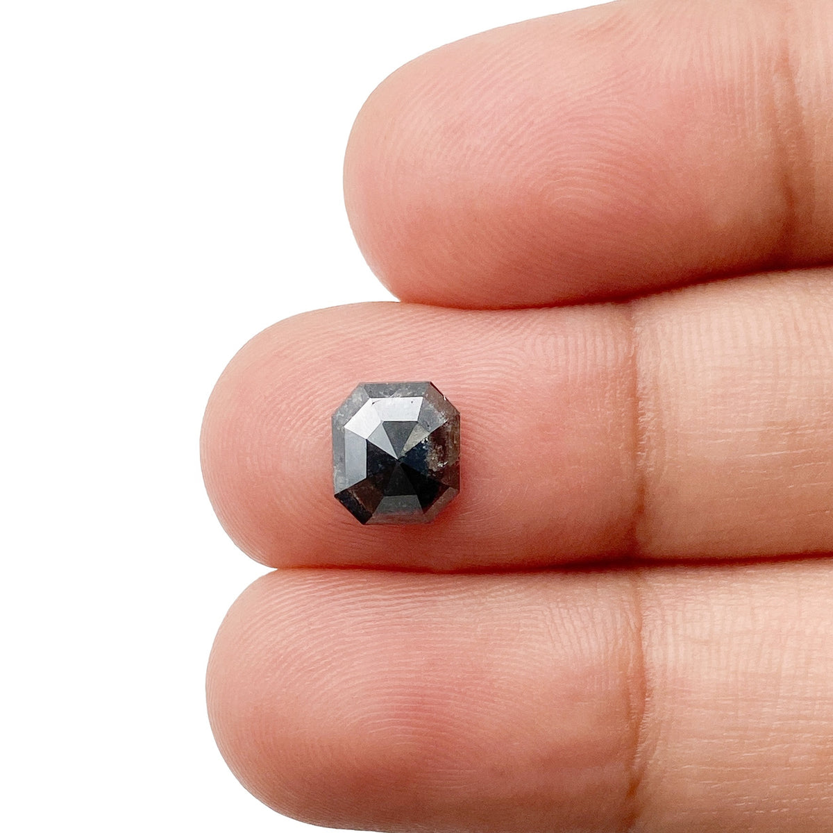 0.96ct | Salt & Pepper Emerald Shape Step Cut Diamond - Modern Rustic Diamond
