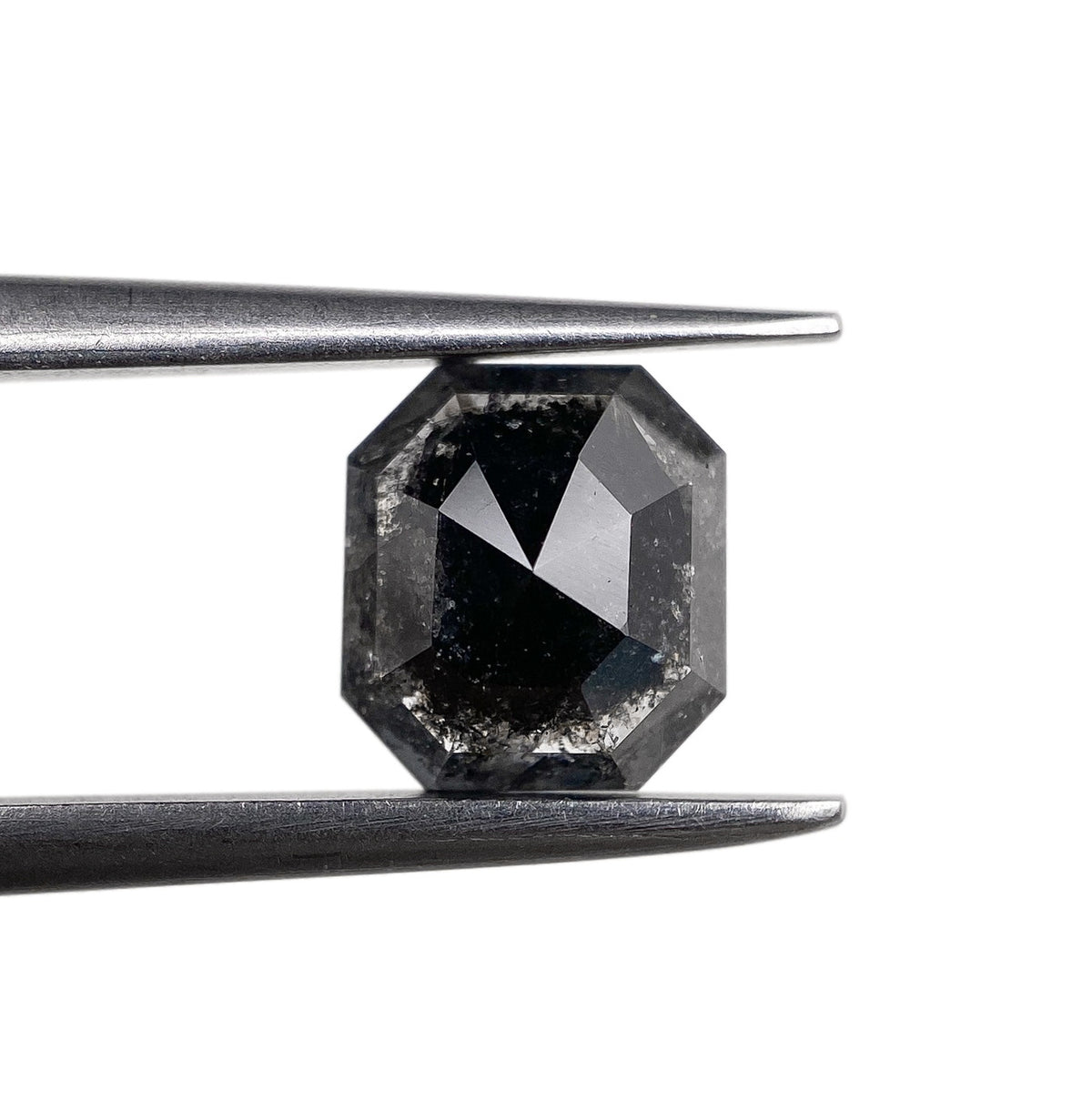 0.96ct | Salt & Pepper Emerald Shape Step Cut Diamond - Modern Rustic Diamond
