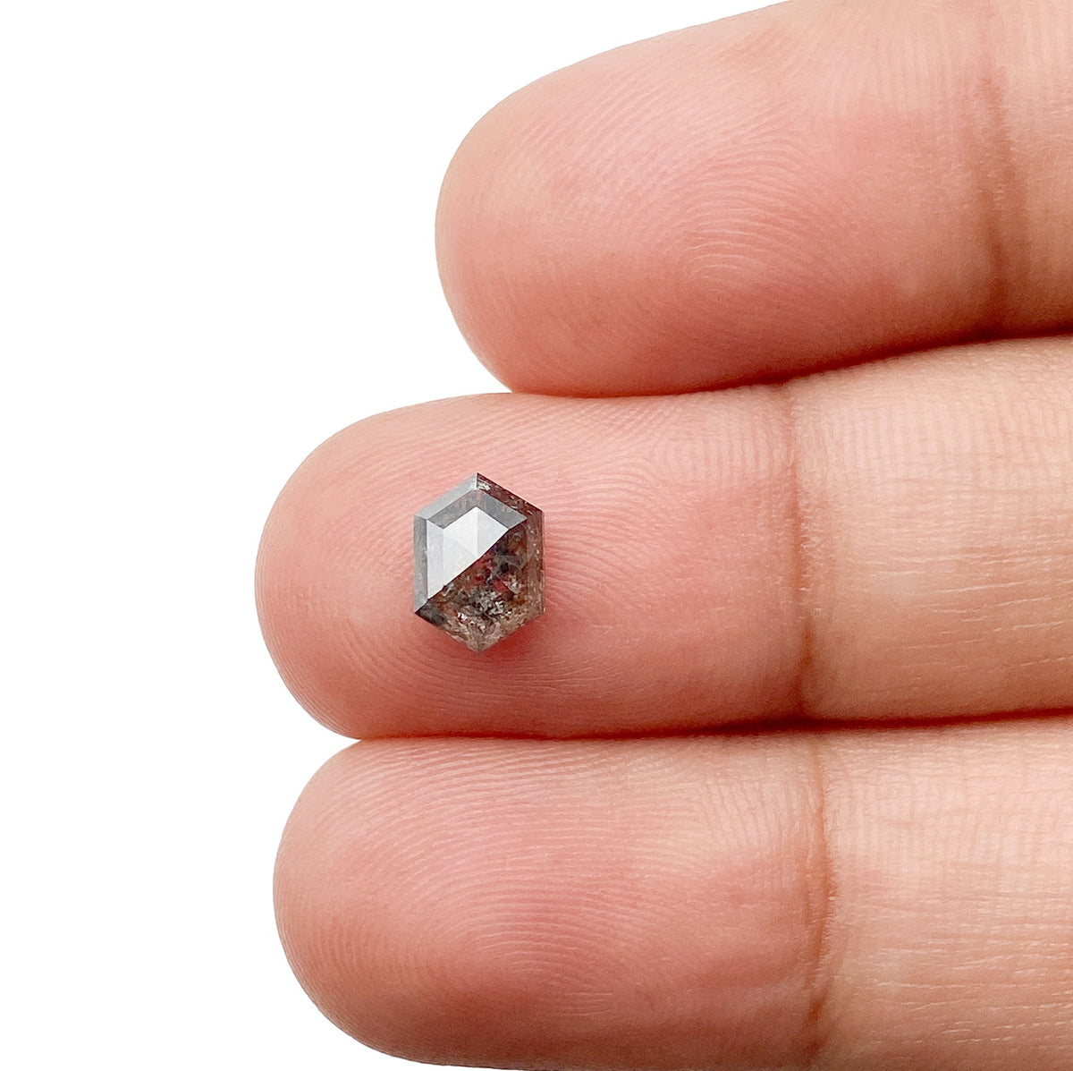 0.96ct | Salt & Pepper Hexagon Shape Rose Cut Diamond - Modern Rustic Diamond