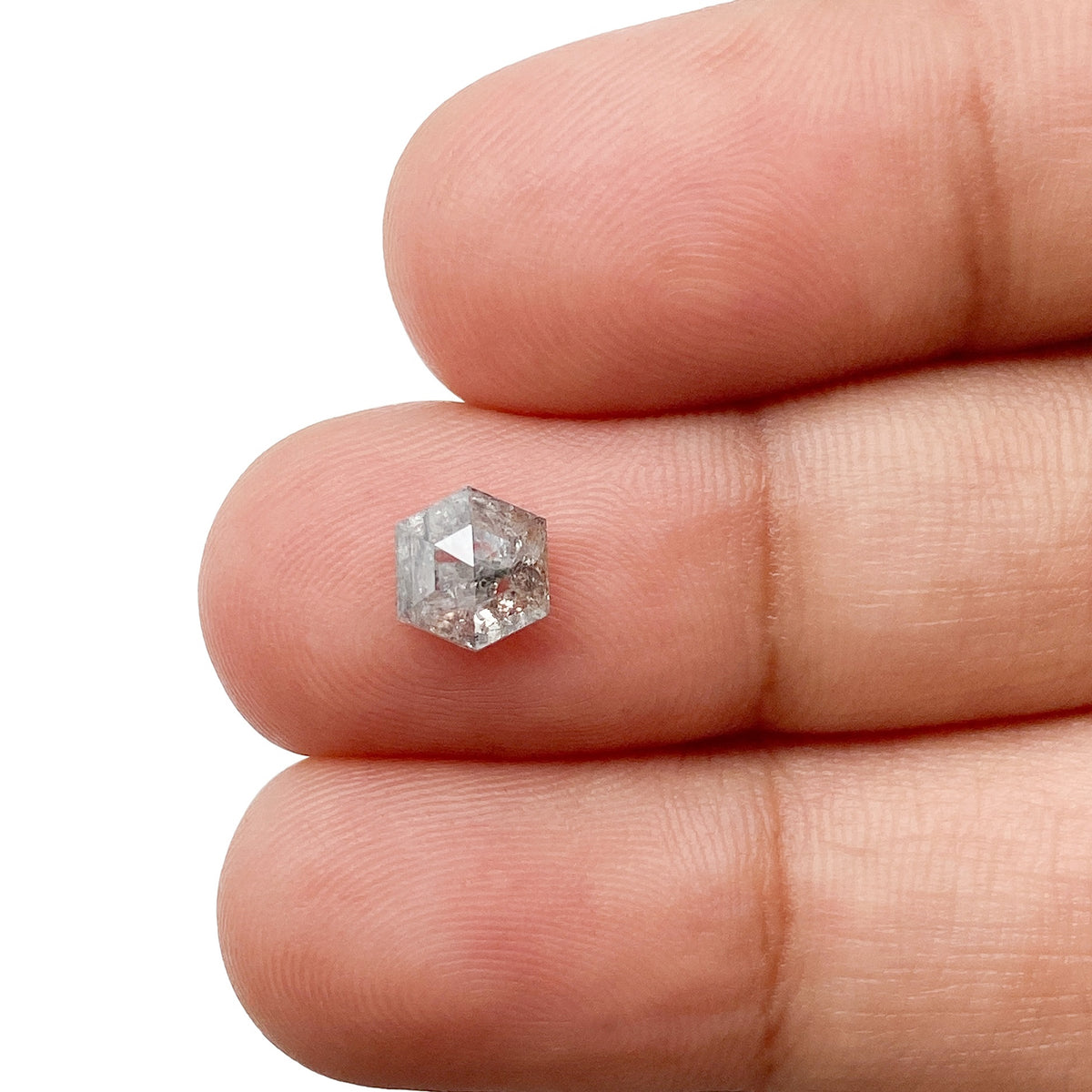 0.96ct | Salt & Pepper Hexagon Shape Rose Cut Diamond - Modern Rustic Diamond