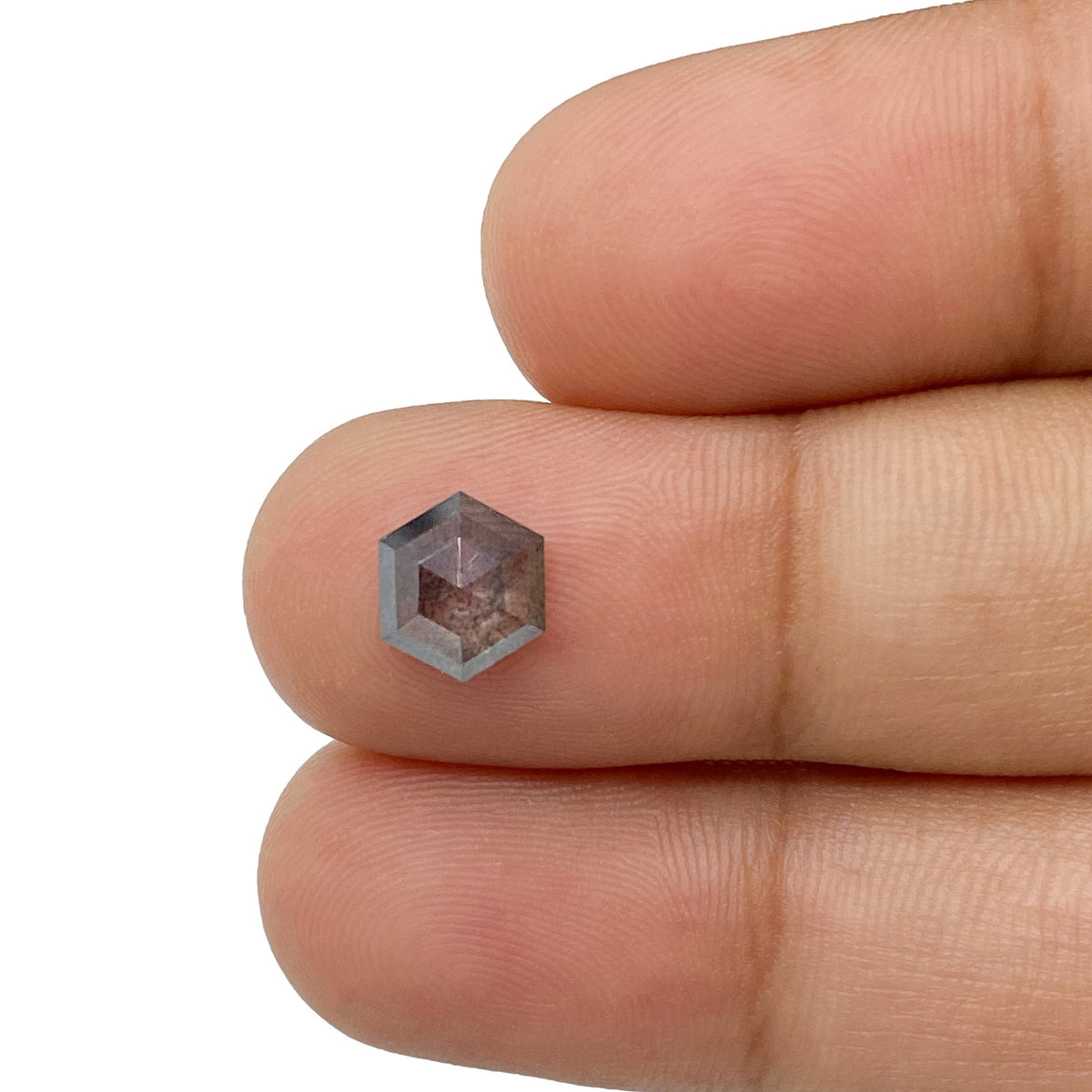 0.96ct | Salt & Pepper Hexagon Shape Rose Cut Diamond - Modern Rustic Diamond